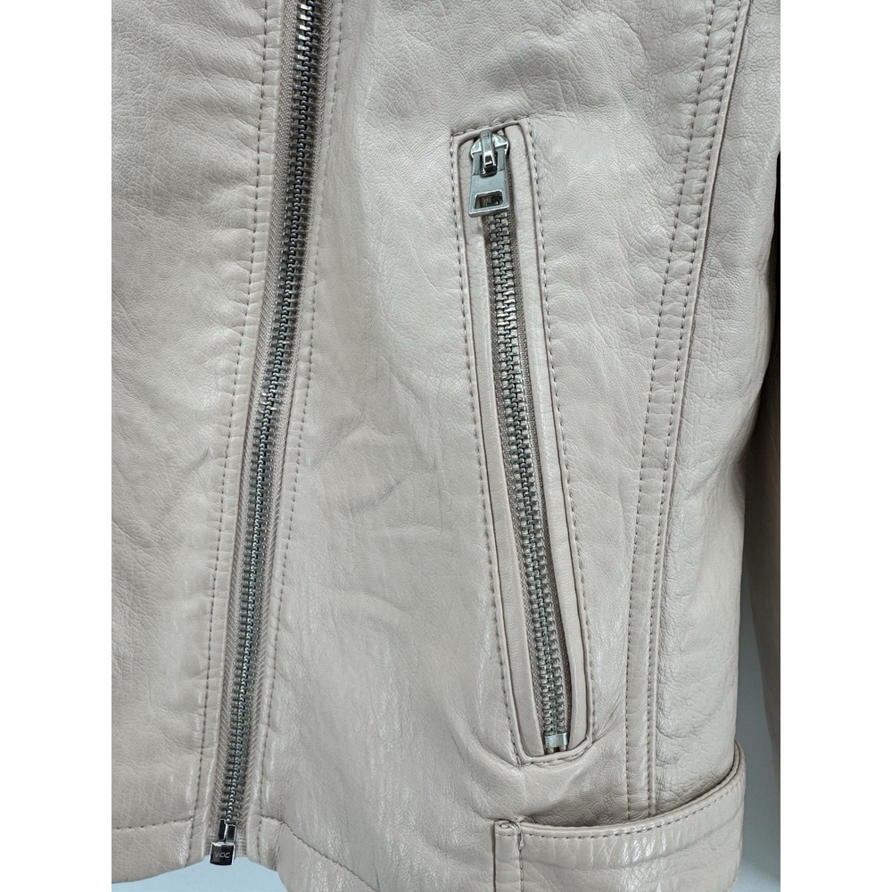 Topshop Leather Jacket Women's Long Sleeve Pink Beige Size 12 - Picture 6 of 16